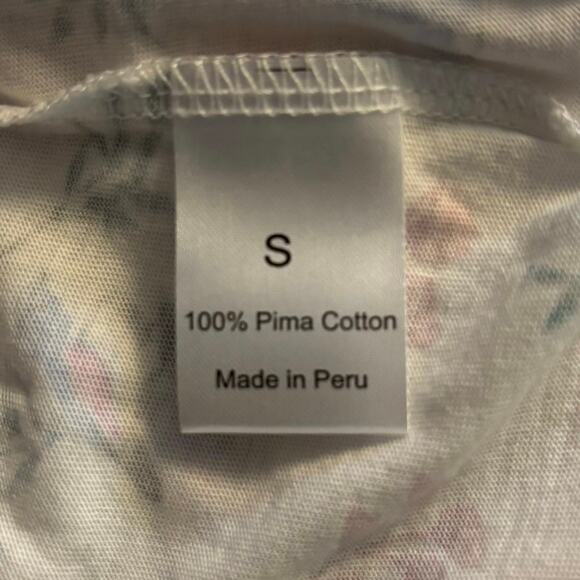 Cuddledown Size S Pima Cotton Nightgown Bird Floral Nature Print Midi Length - Picture 5 of 6